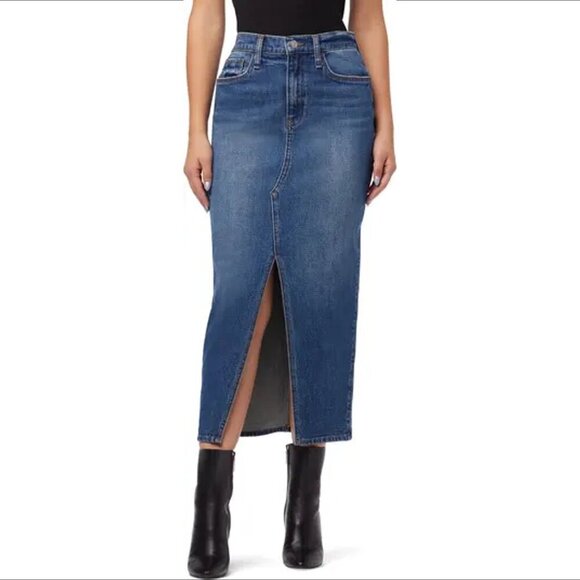 Hudson Jeans Fashion maxi denim skirt slit blue midi faded modest midi new 30 10 - Picture 1 of 7